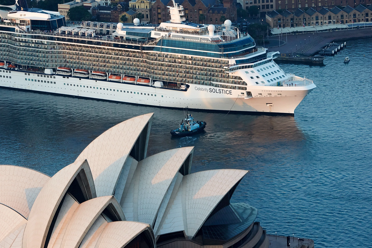 Cruise ship by Sydney Opera House