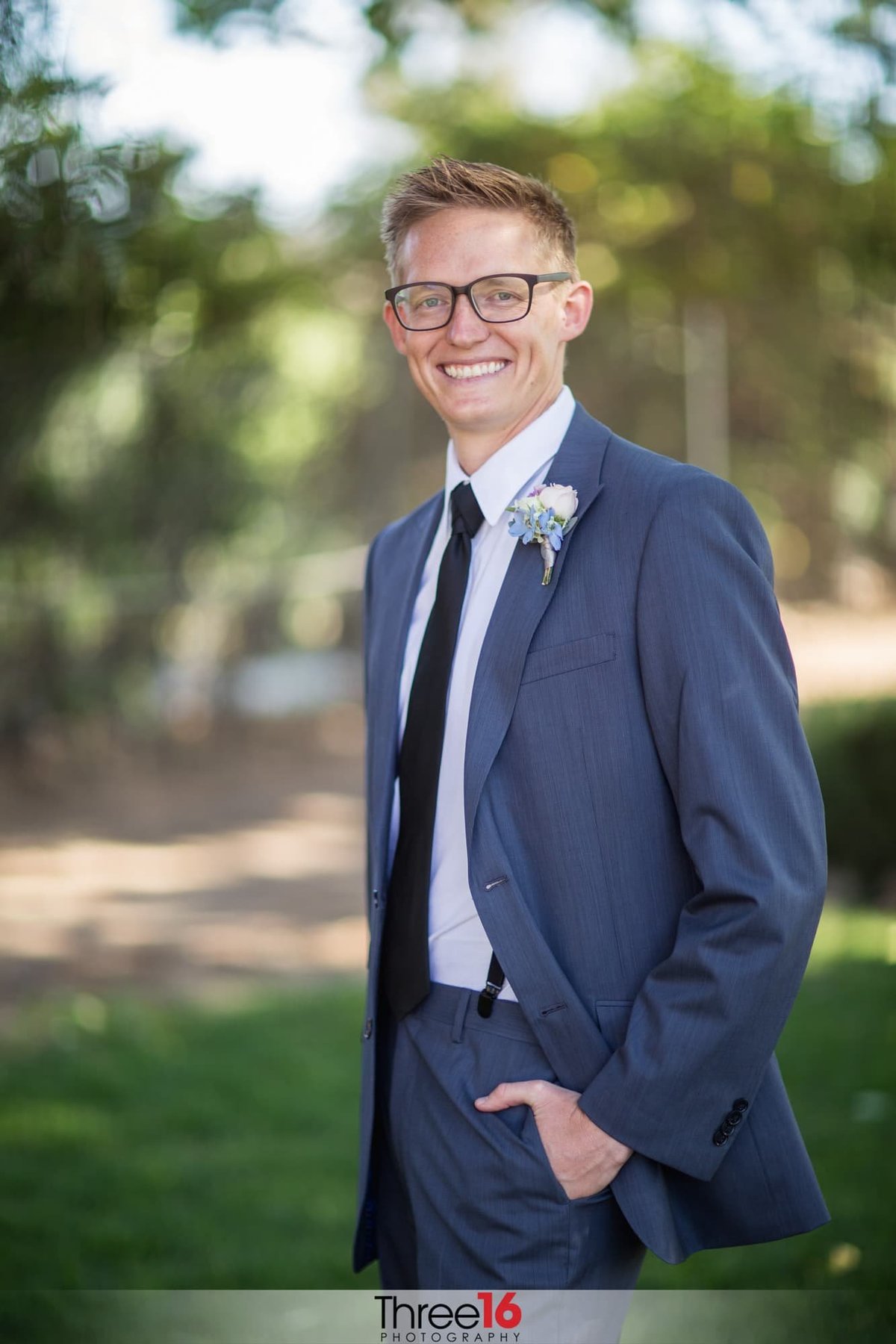 Groom with a beaming smile