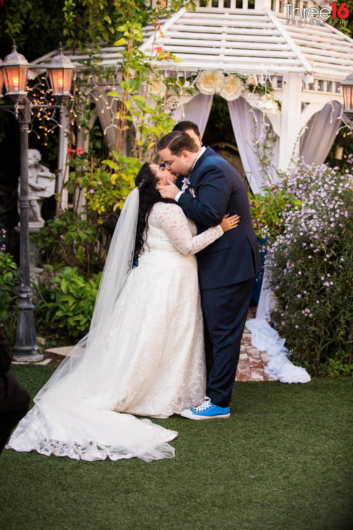 Bride and Groom share their first kiss as Husband and Wife