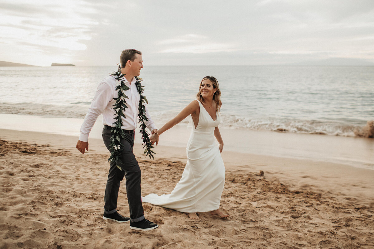 Walking on the beach Wedding in Maui