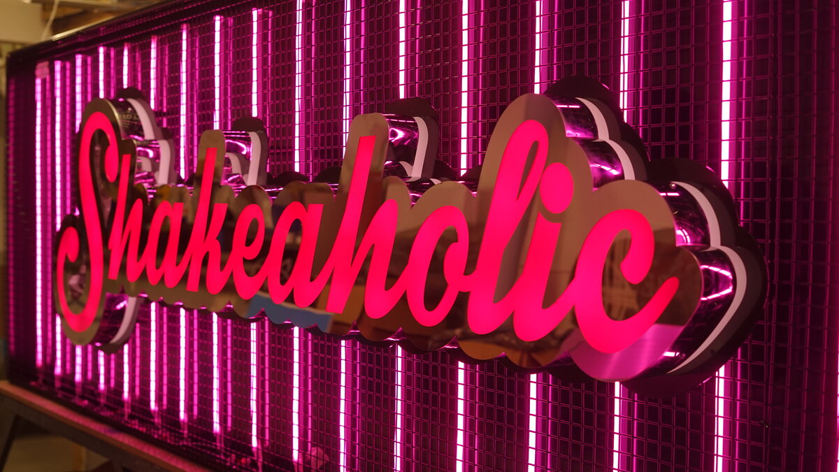 Pink Neon Sign for Shakeaholic