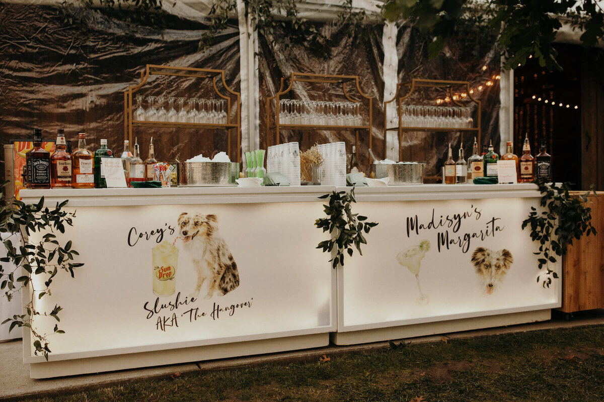 Signature drink bars with dog illustrations