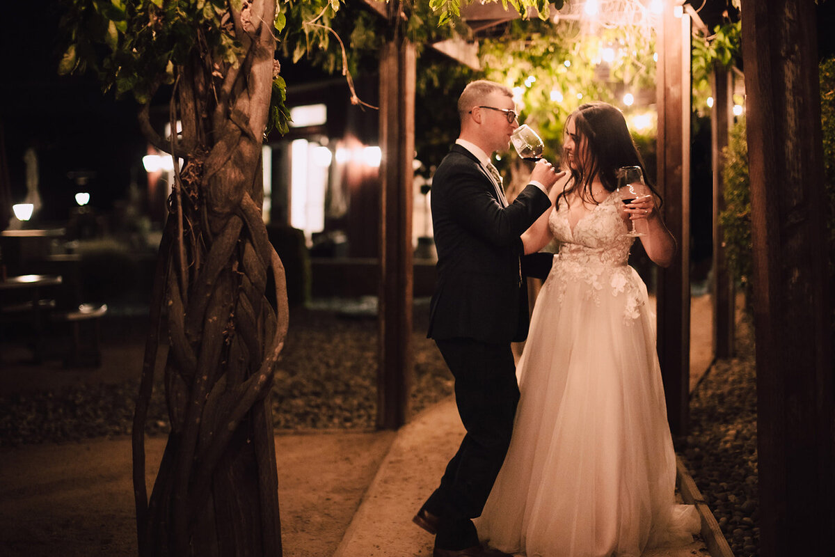 Bride and groom dace at California winery wedding
