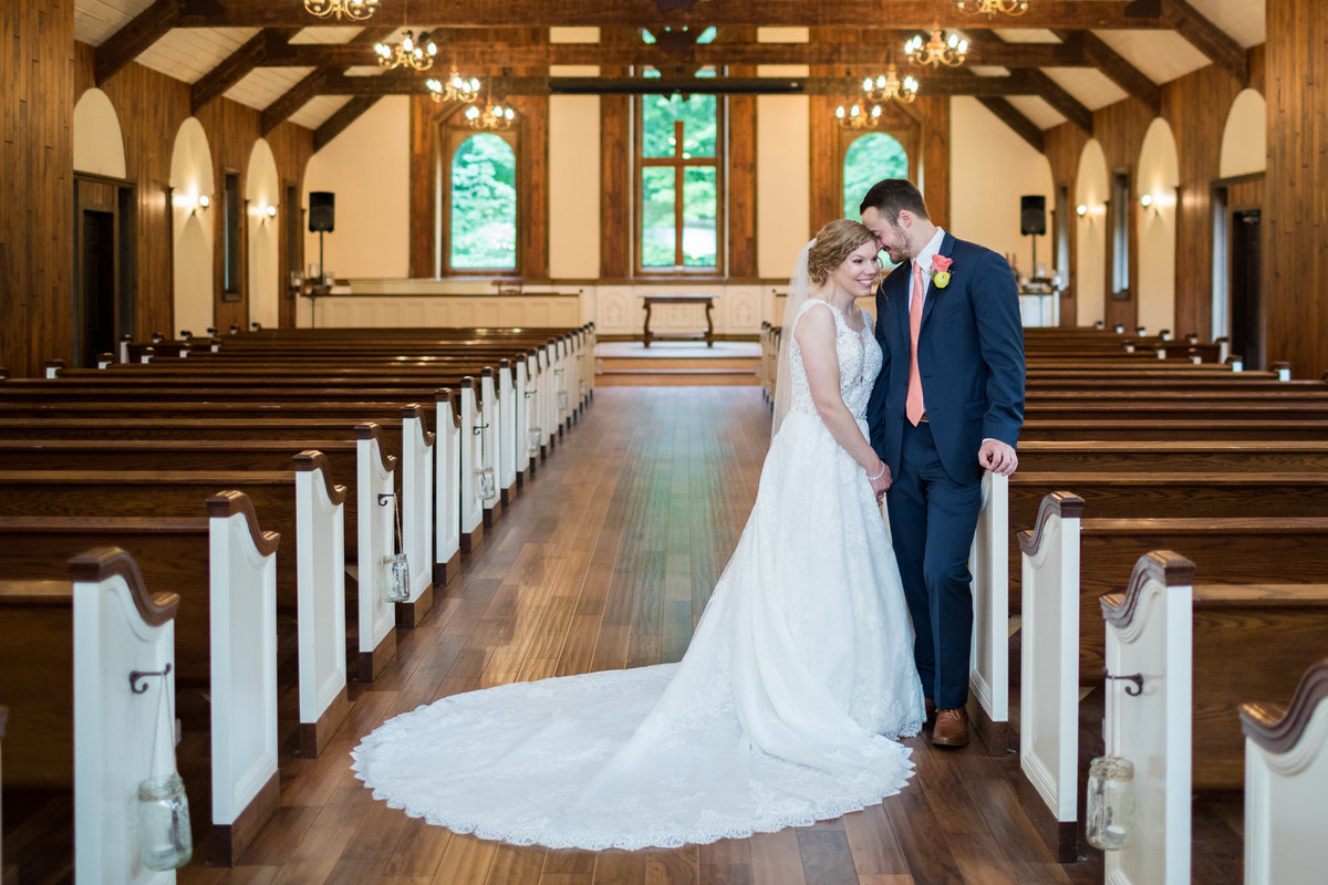 A chapel in the woods on a wedding day photograph