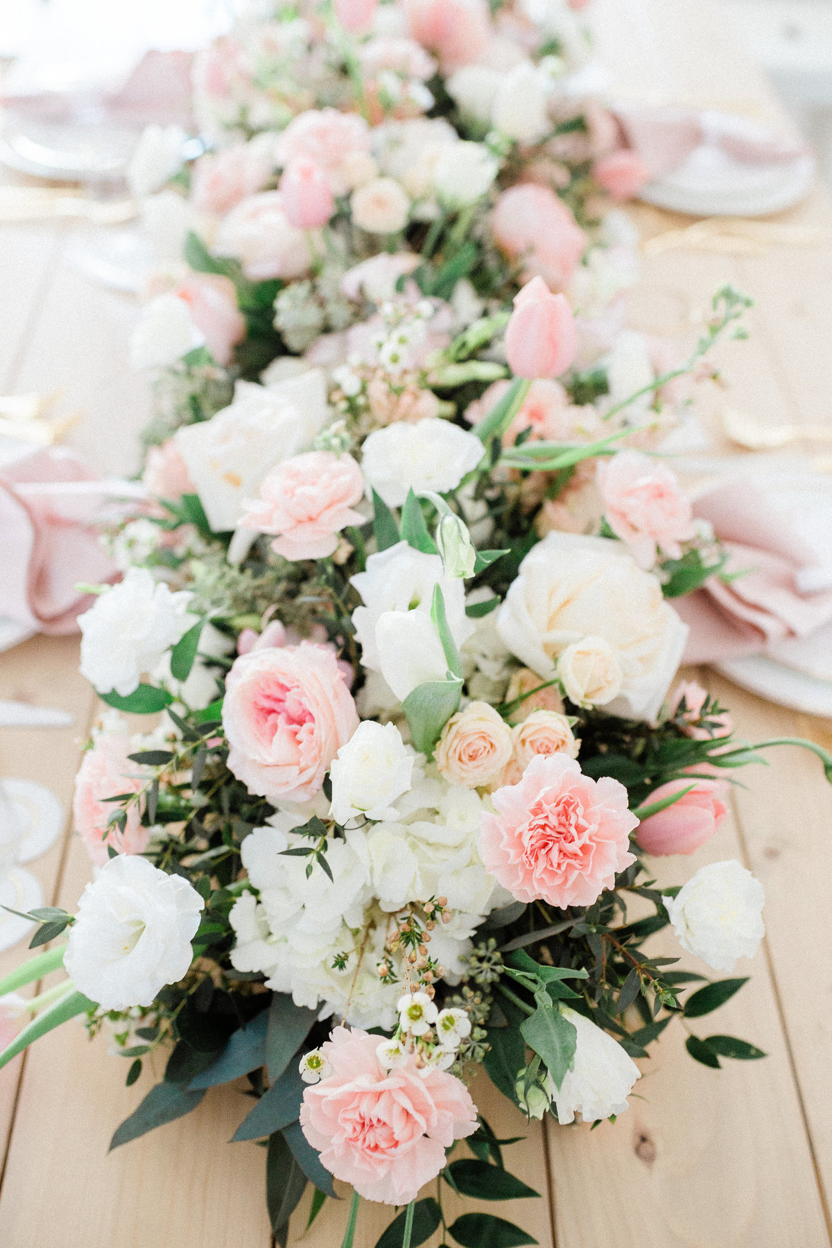 BKC4U WEDDING FLOWERS mixed pink white blush flower table garland