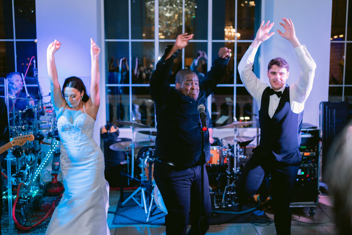 Guests dancing at luxury wedding at The Olana, Dallas