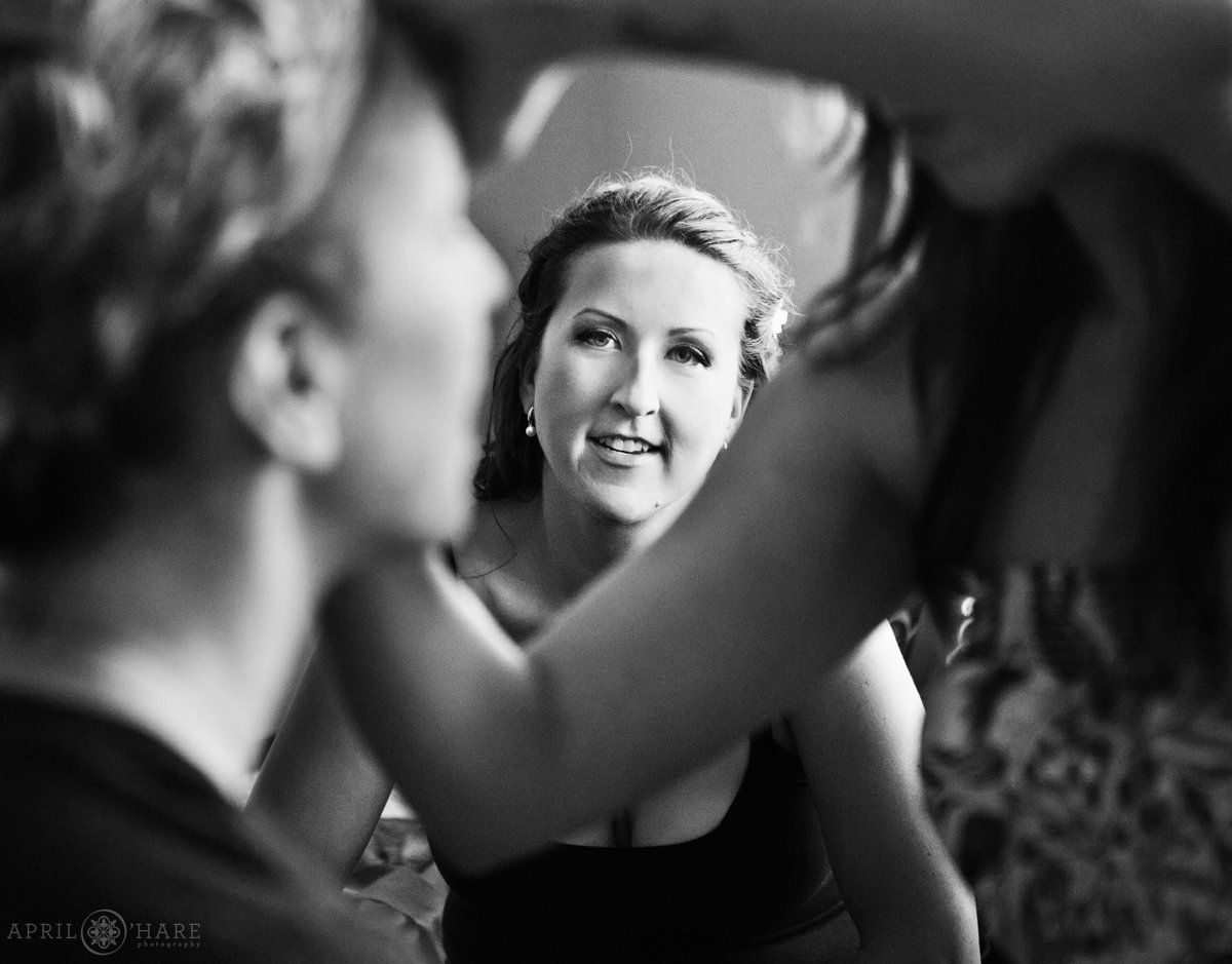 Bride's face unusual artistic wedding photography in Steamboat Springs CO