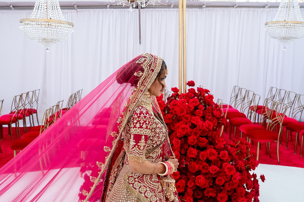 Shiv and Suk ceremony- bridal portraits walking full shot