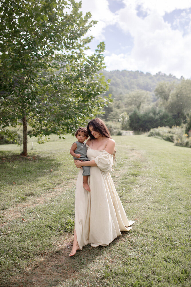 Mother and child session in lush greenery