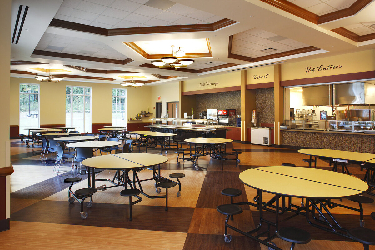 interior view of the student commons at Darlington Middle School
