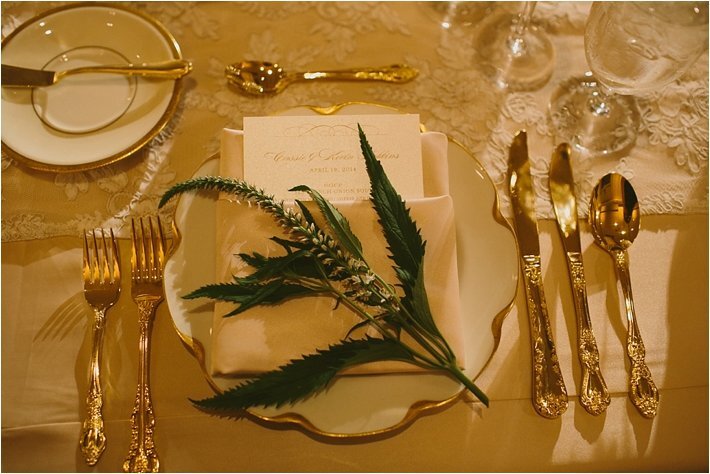 charger plate, gold flatware