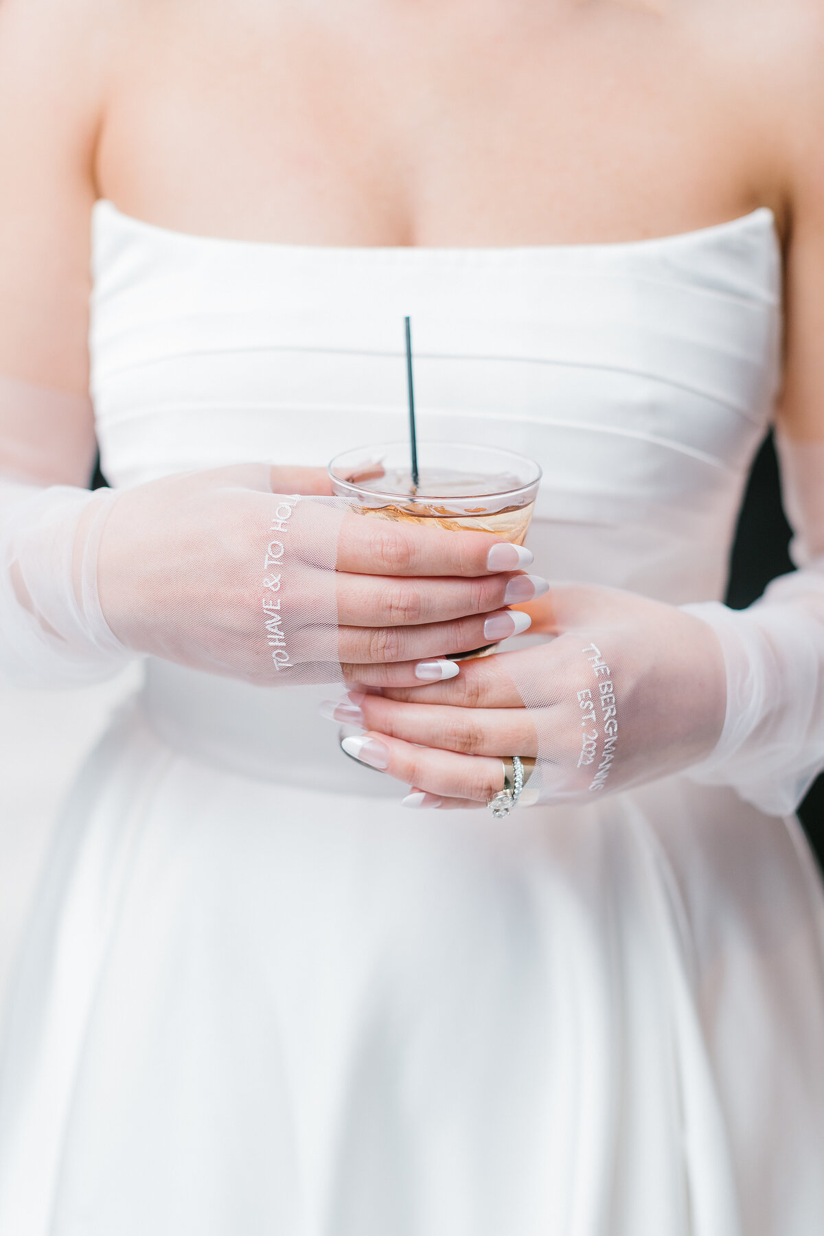 Bride holding a glass