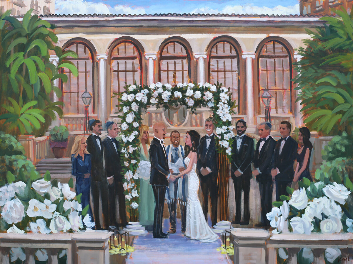 Breakers Wedding Painting of bride and groom