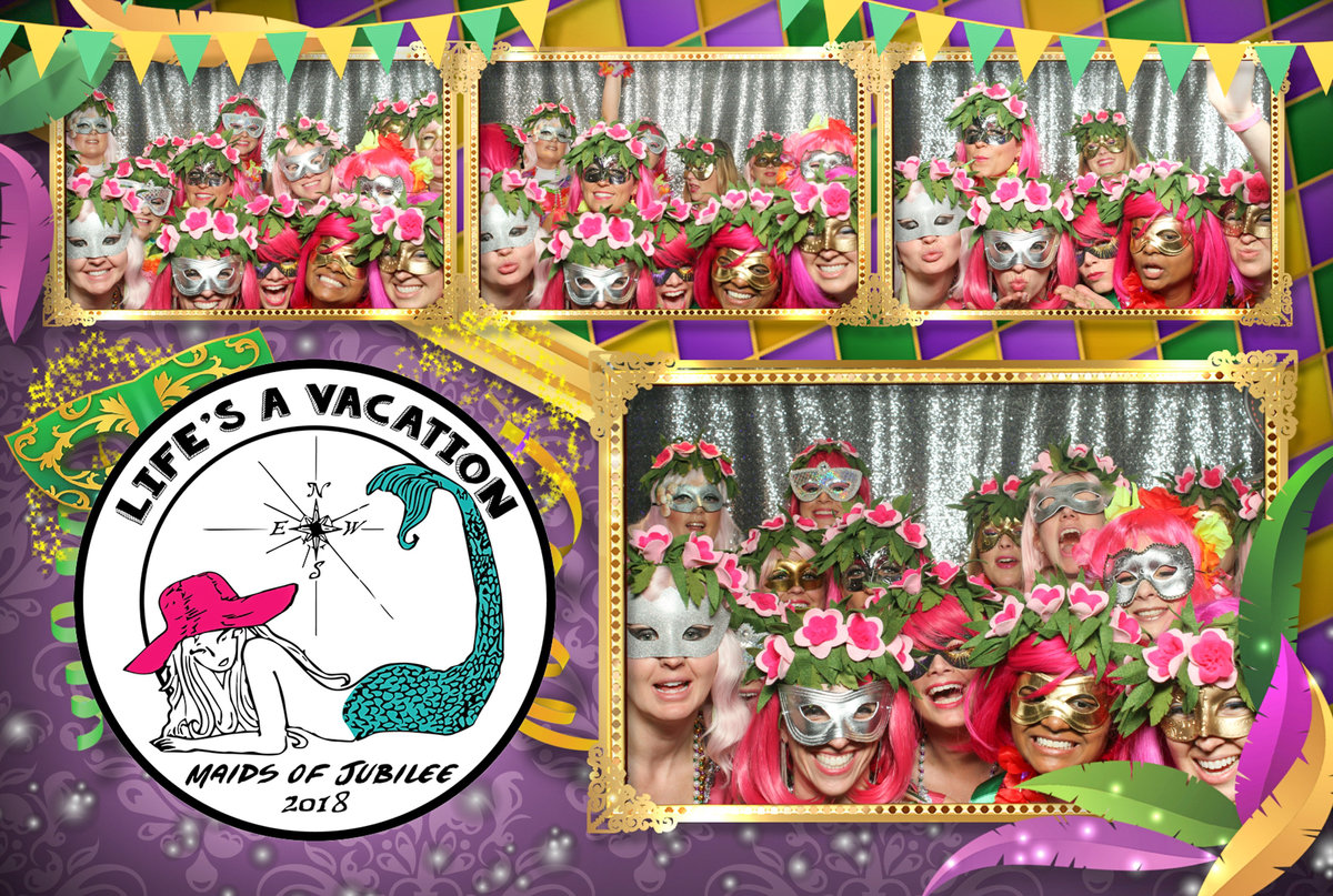 Maids of Jubilee photo booth rental for Mardi Gras at the Fairhope Convention Center in Fairhope, Alabama.