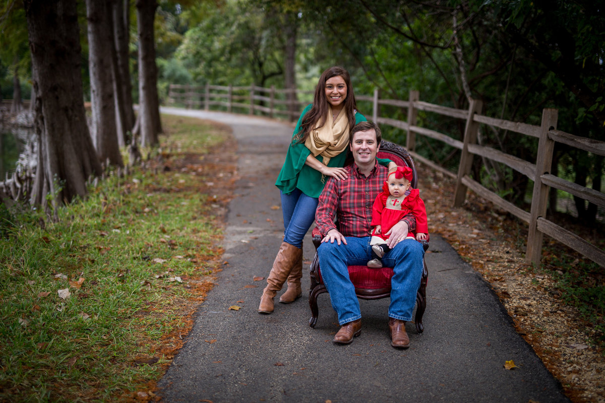 holiday christmas family portrait session with chair at Denman Estate park