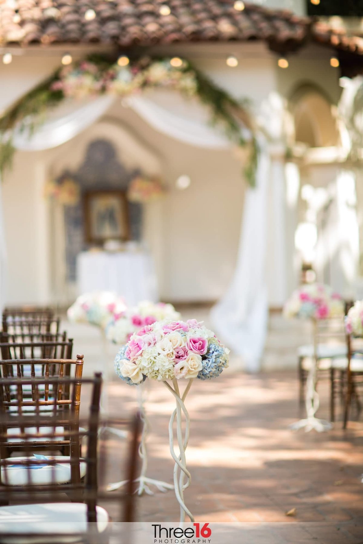 Floral designed wedding aisle