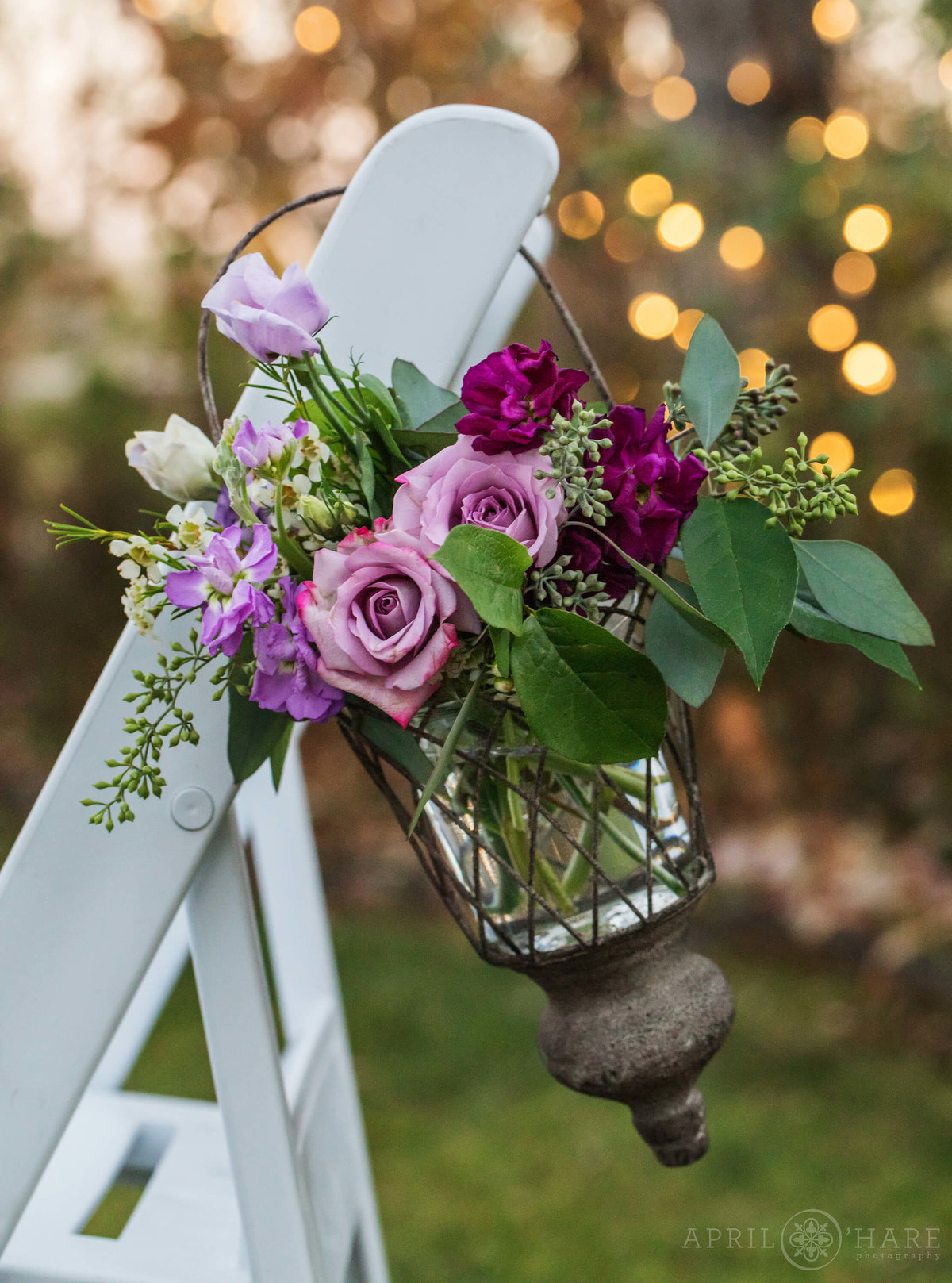 Pretty Purple Wedding Flowers at a Colorado Garden Wedding