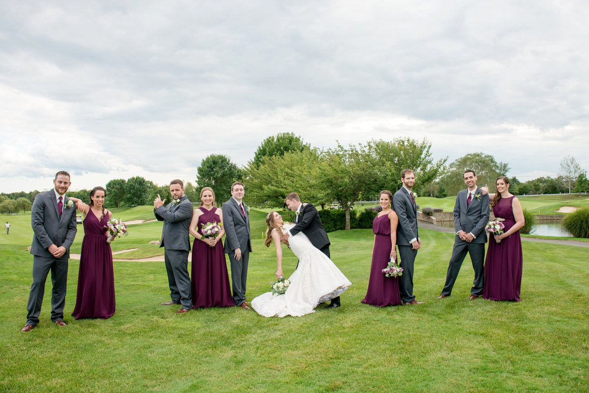 bridal party photo on the golf course at Willow Creek Golf and Country Club
