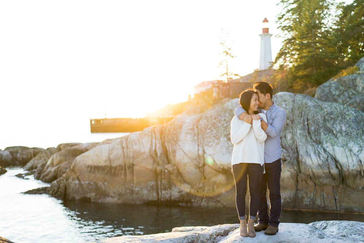 Whytecliff Park engagement photo during the fall sunset