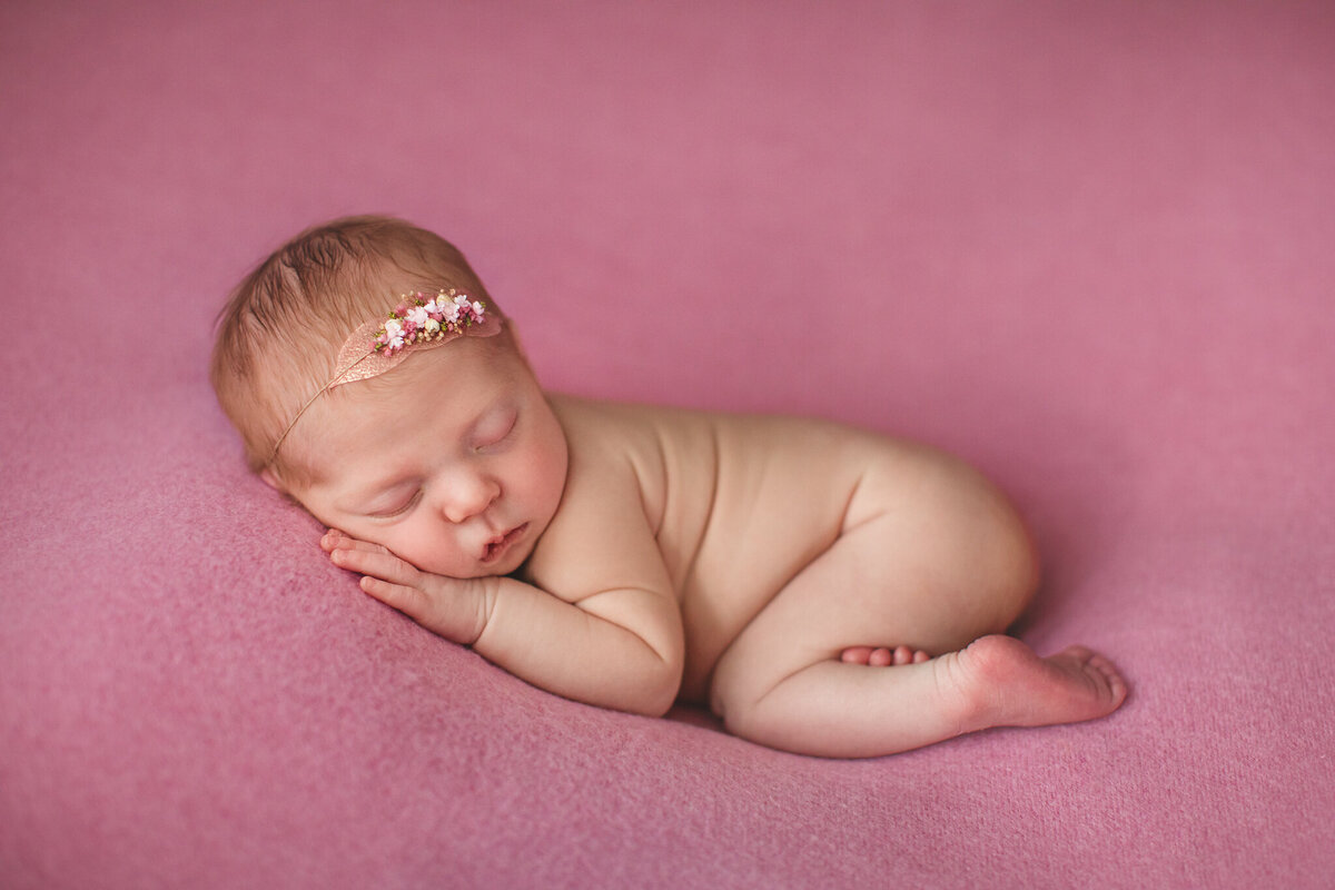 rochester newborn in studio newborn photographer baby in pink