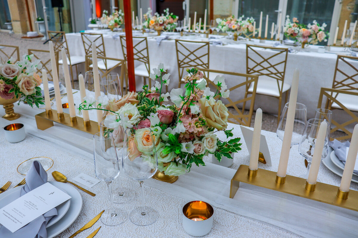 Luxury wedding planner designer South of France table setting reception