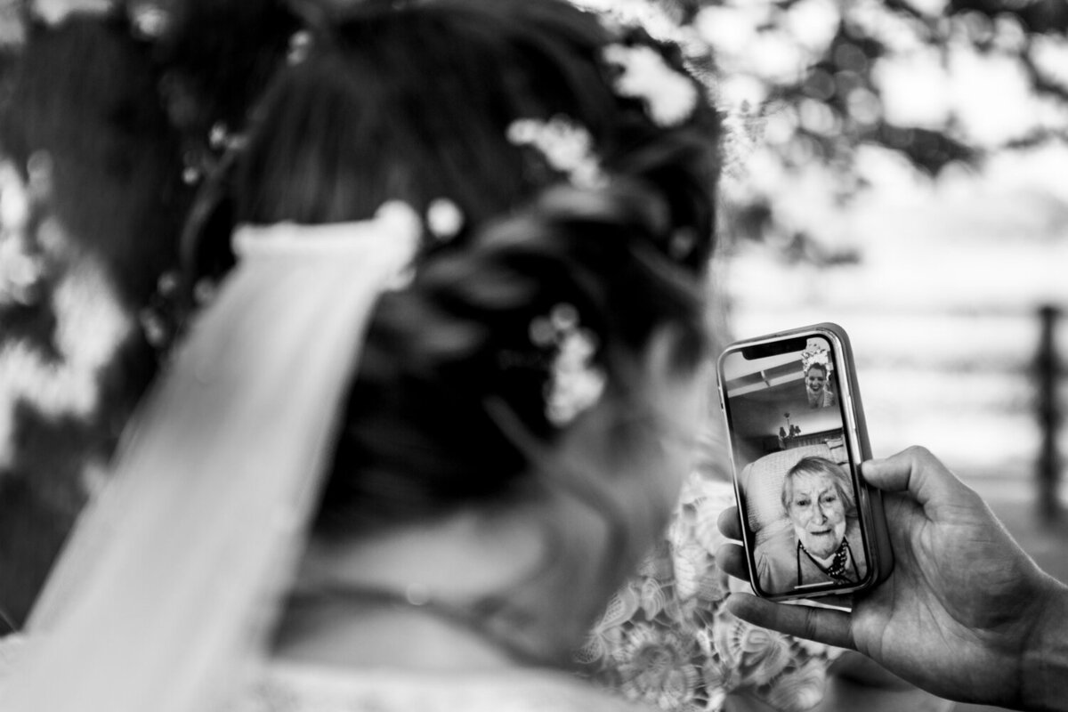 bride on video call with her grandma