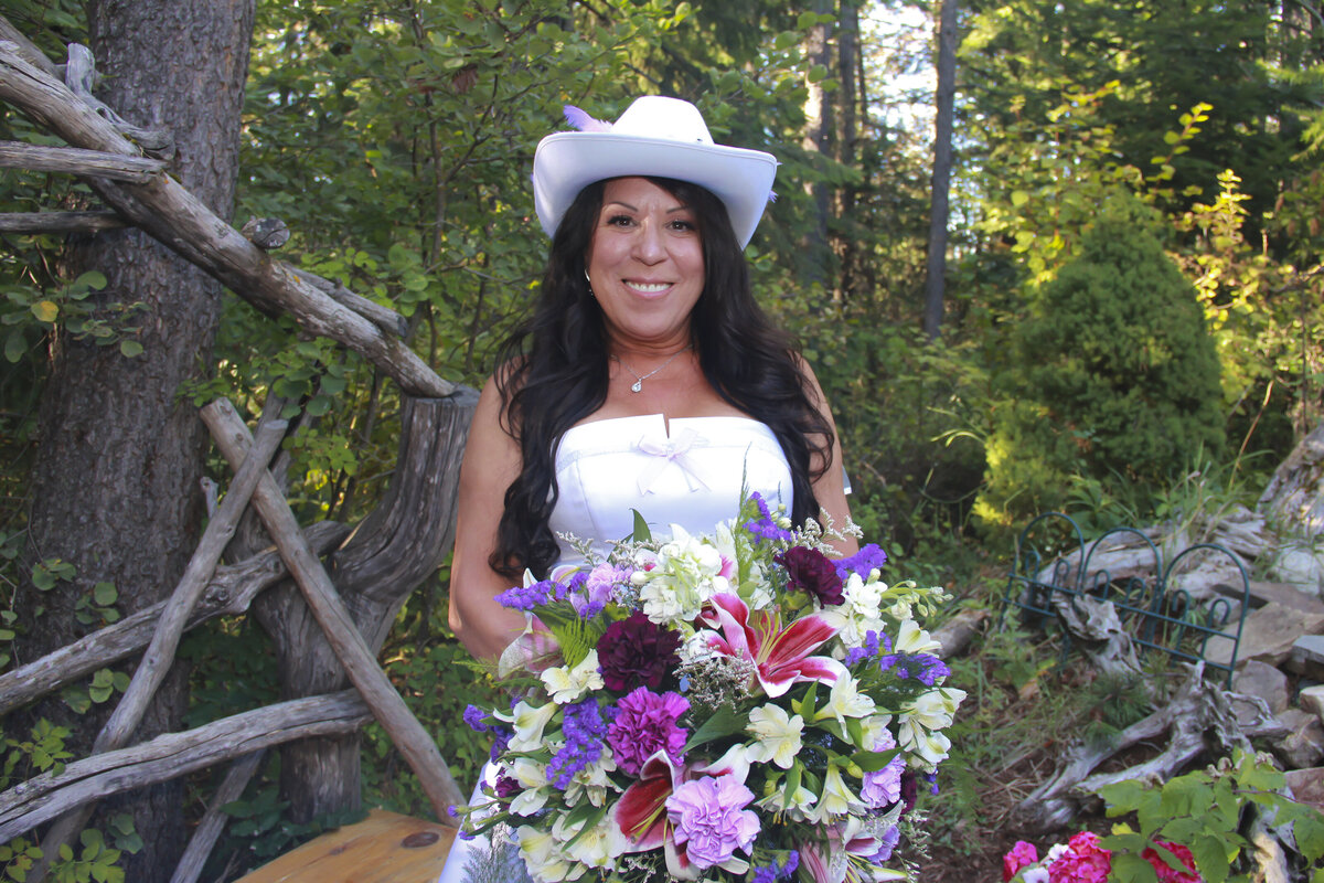 Bayview Idaho Wedding Bride in forest