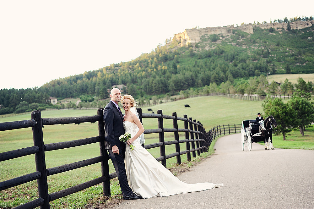 Horse carriage wedding at Spruce Mountain