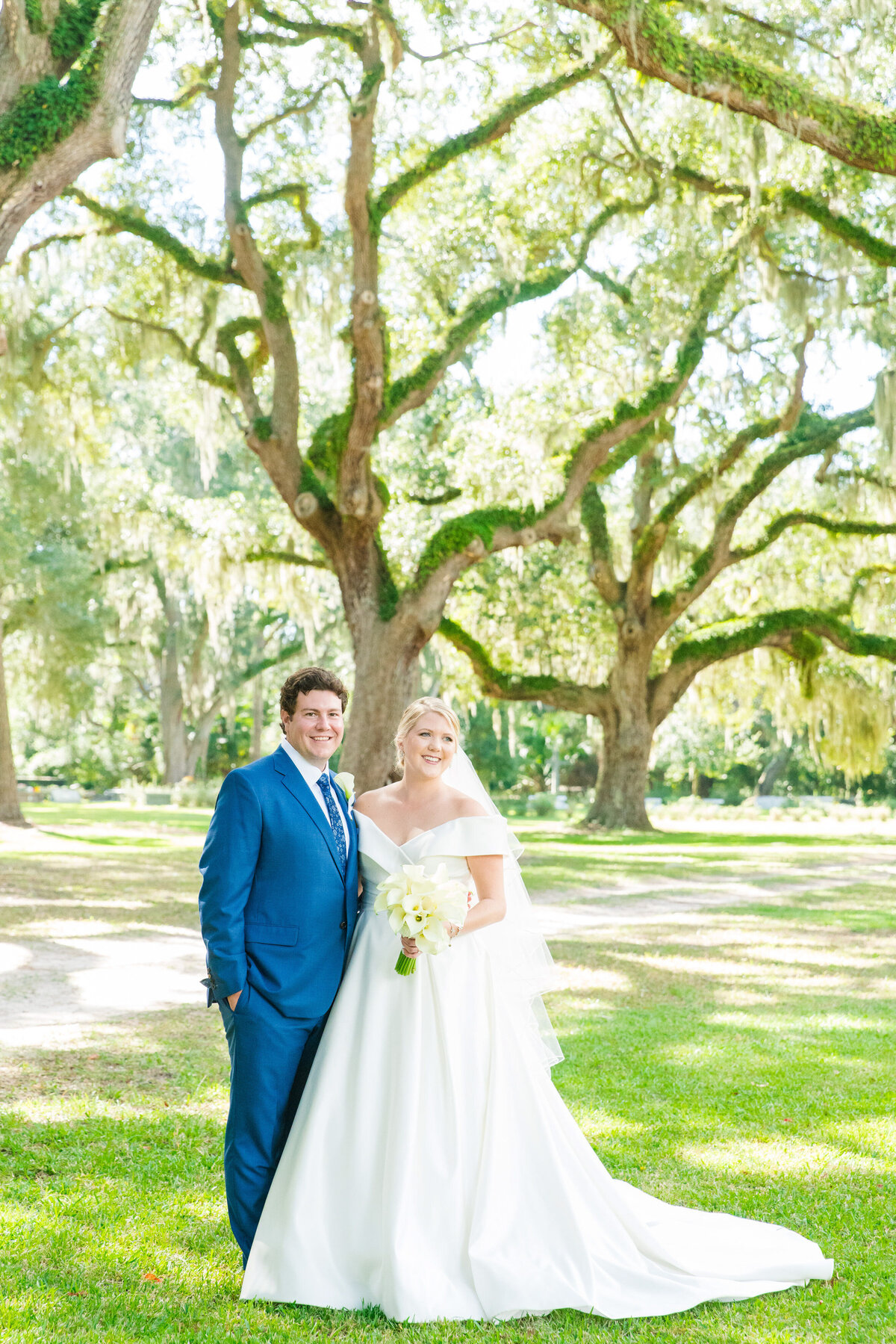 bride + groom under the oaks at sea pines resort