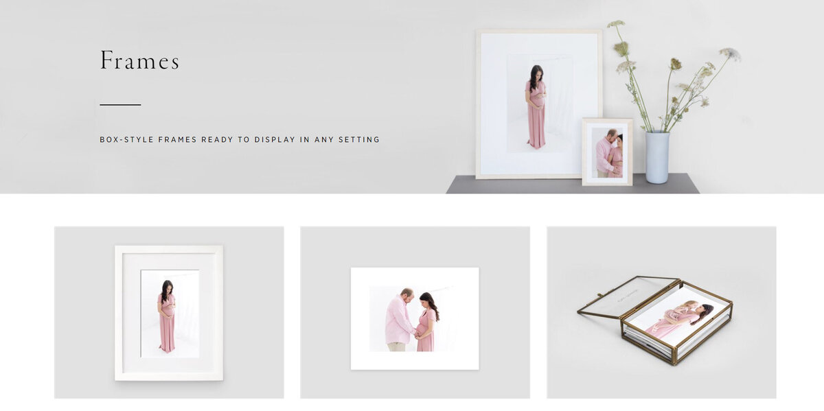 Four options of artwork of a maternity session