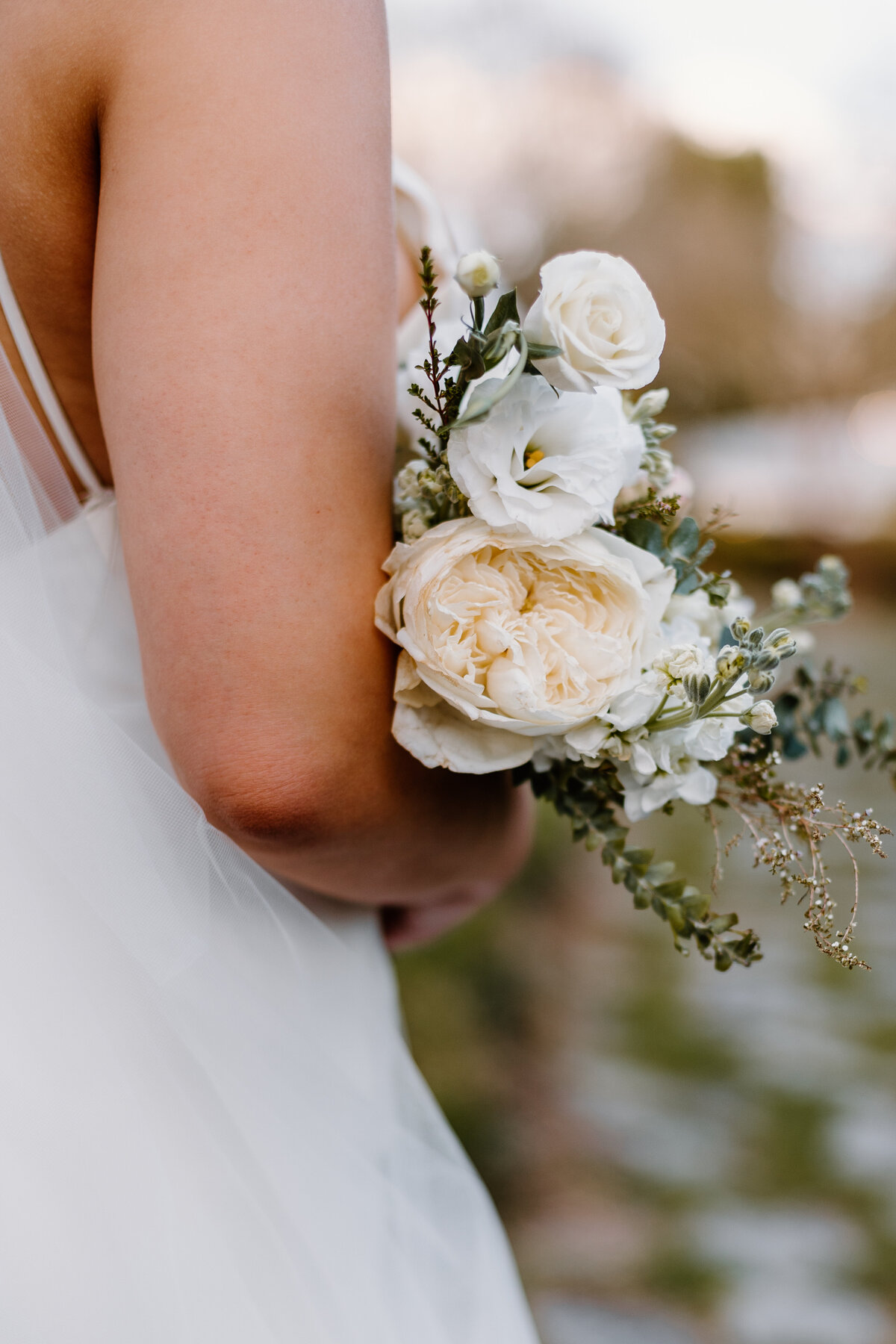 close up of bridal bouquet