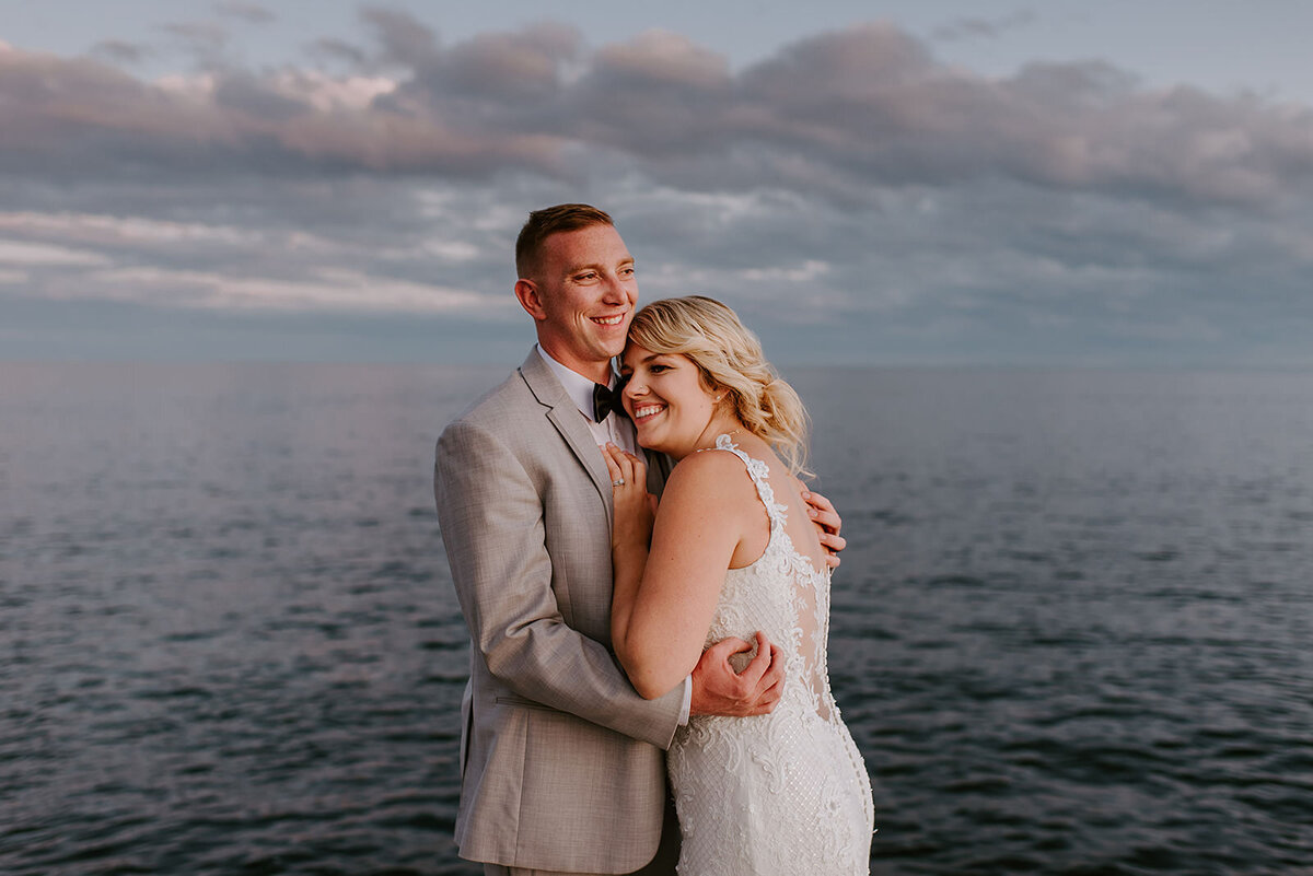 Couple during golden hour at their Roerts Creek wedding on the Sunshine Coast B.C