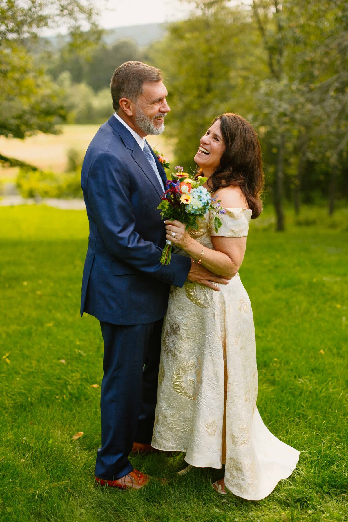 candid wedding portrait of a bride and groom in henniker new hampshire