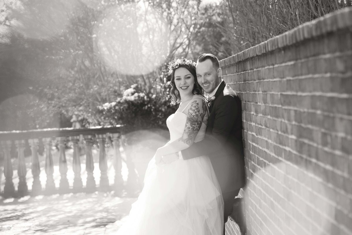 Bride and groom black and white photo at The Inn at New Hyde Park