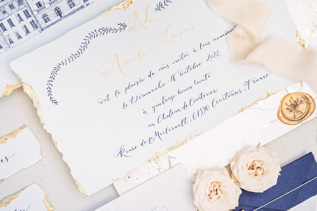 05 Chateau_de_courtomer_wedding_stationery_Blue_Peach_Gold_Victoria_Amrose  (4)