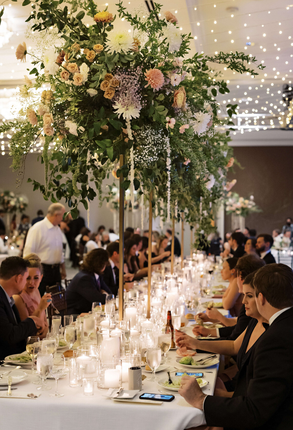 wedding reception at Four Seasons Hotel Austin with gold accents