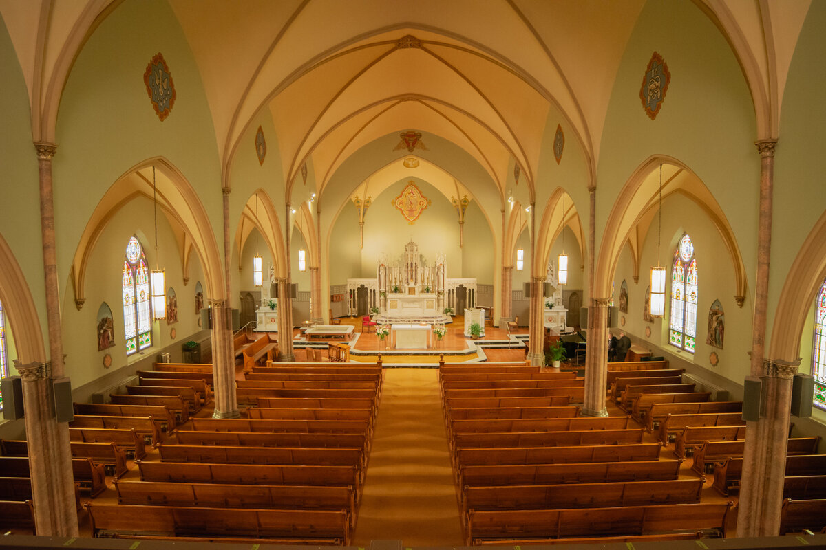 Interior of a church on the wedding day