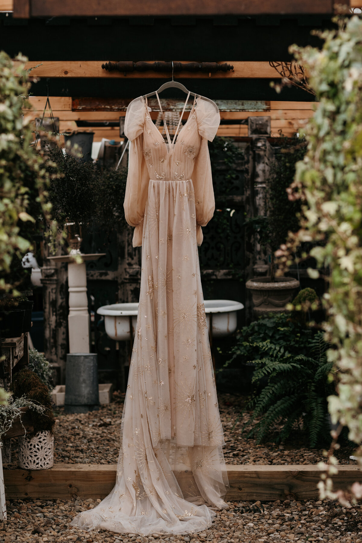 Hung wedding dress