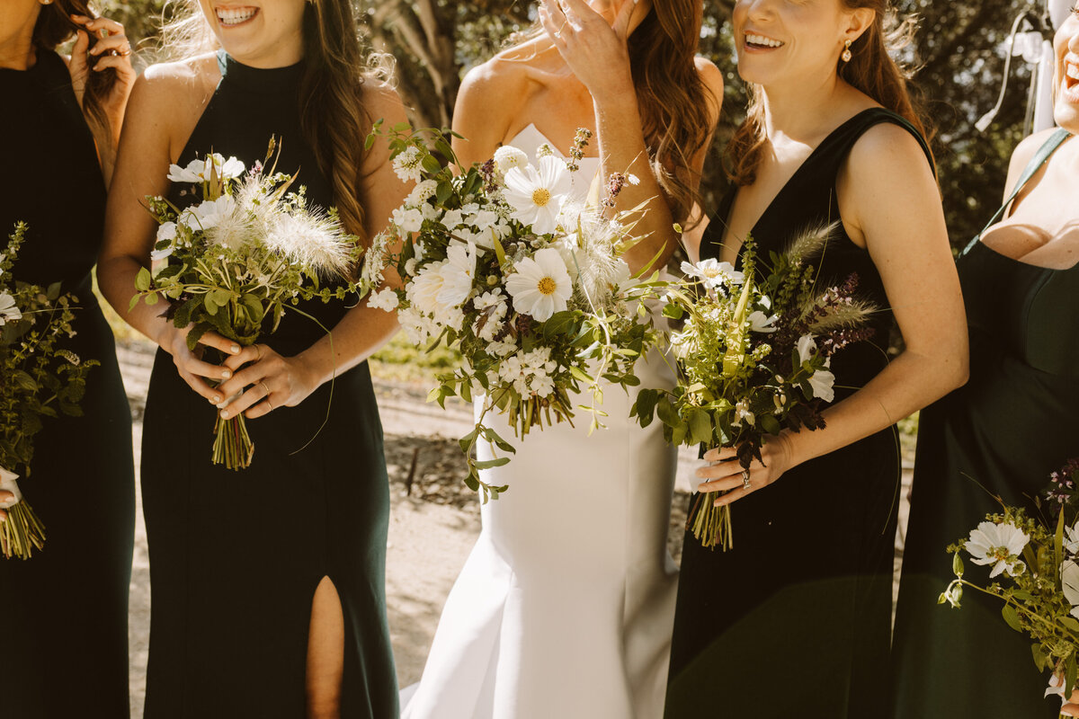 Bride and Bridesmaids in black dresses