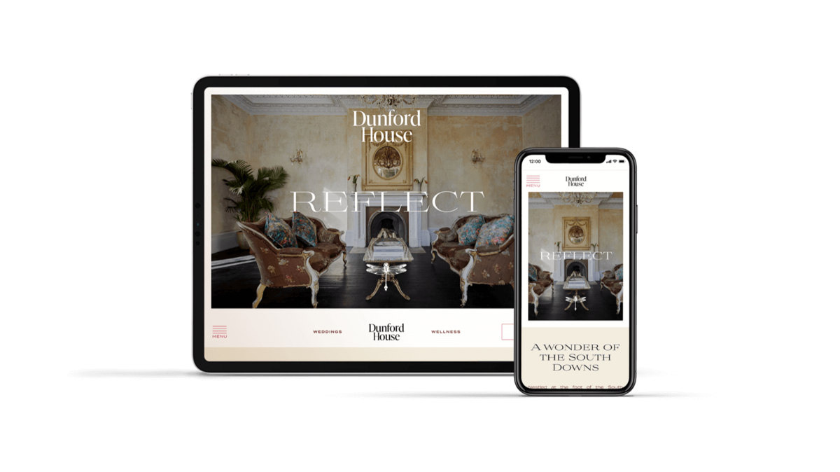 The Dunford House website displayed on an iPad and iPhone