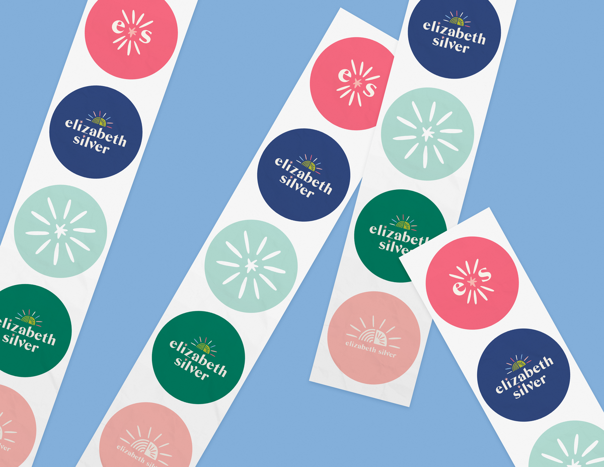 Elizabeth Silver brand stickers mockups by Pace Creative Design Studio