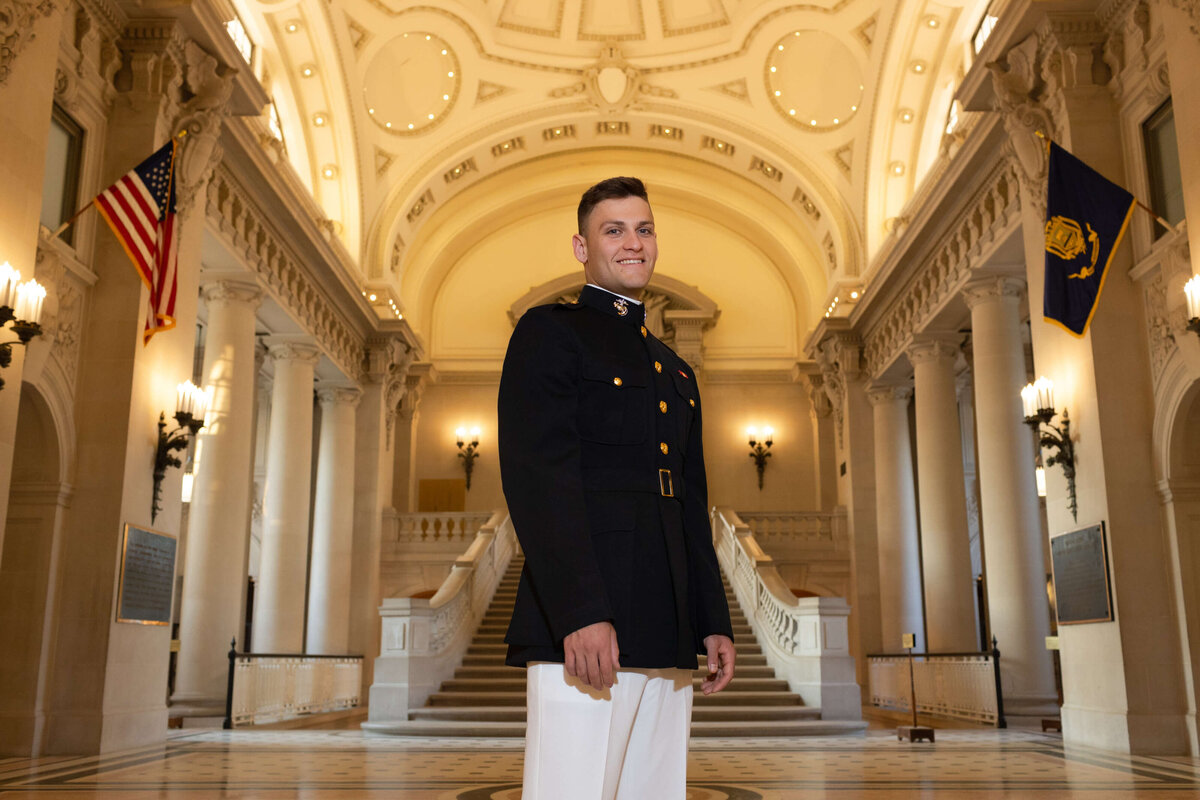USNA Midshipman Marine Senior Photos in the Rotunda, Bancroft Hall, Naval Academy, Annapolis, Maryland.