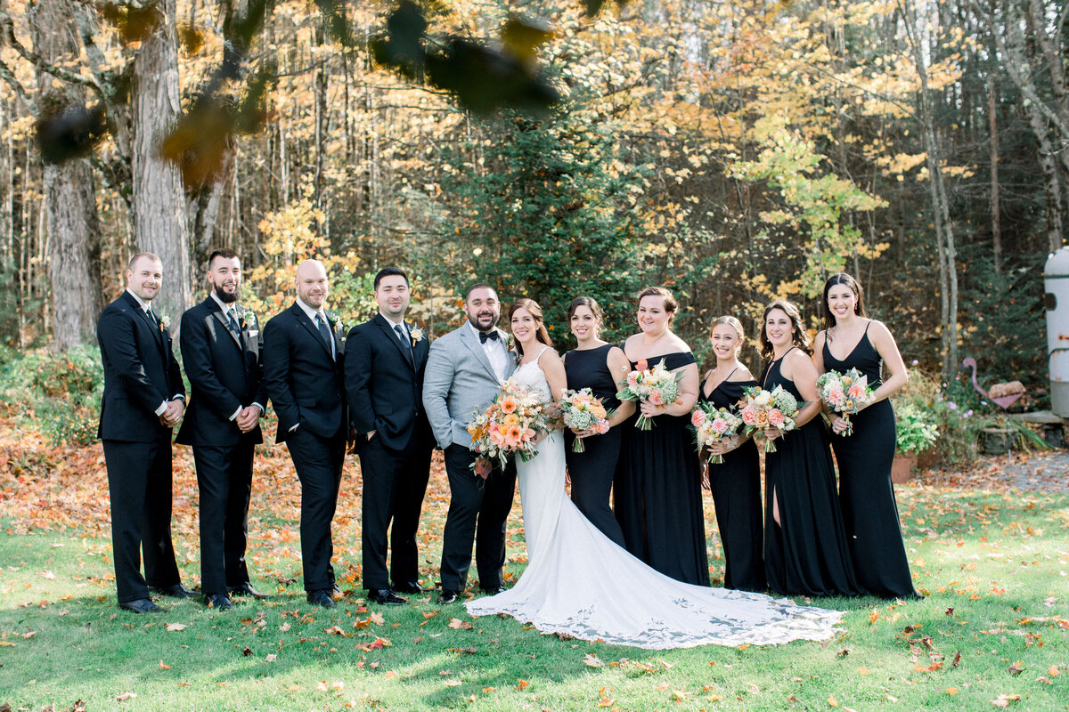 wedding party photos at The Horse and Hound Inn, Franconia, New Hampshire.