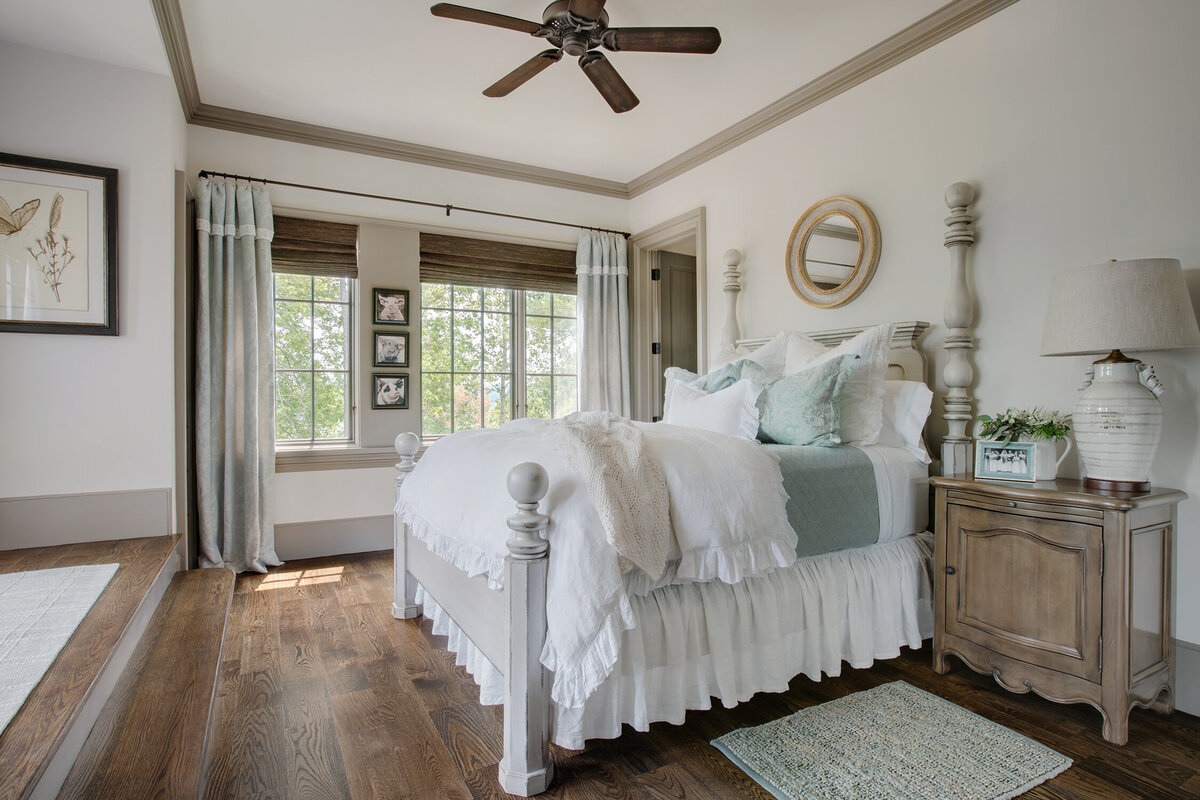 Panageries Residential Interior Design | Traditional Mountain Roost Guest Bedroom with Turquoise Accents