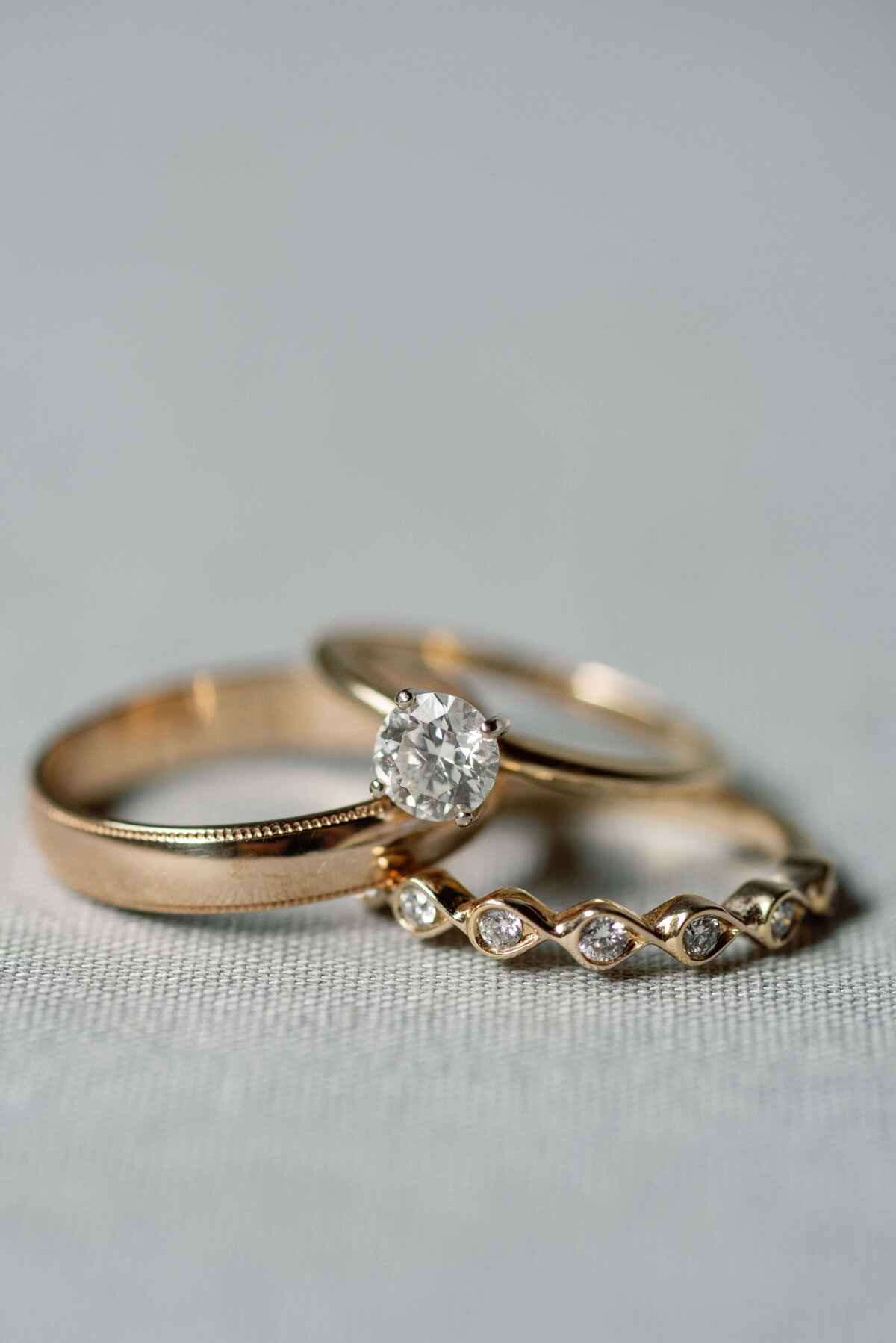 Wedding rings and engagement ring at Oak Island Resort wedding, Nova Scotia