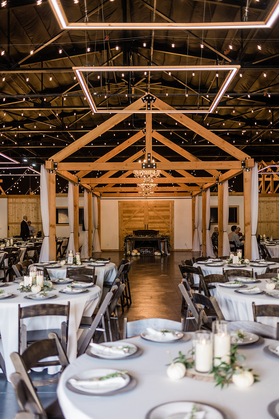 indoor wedding reception at Liljebeck farms venue