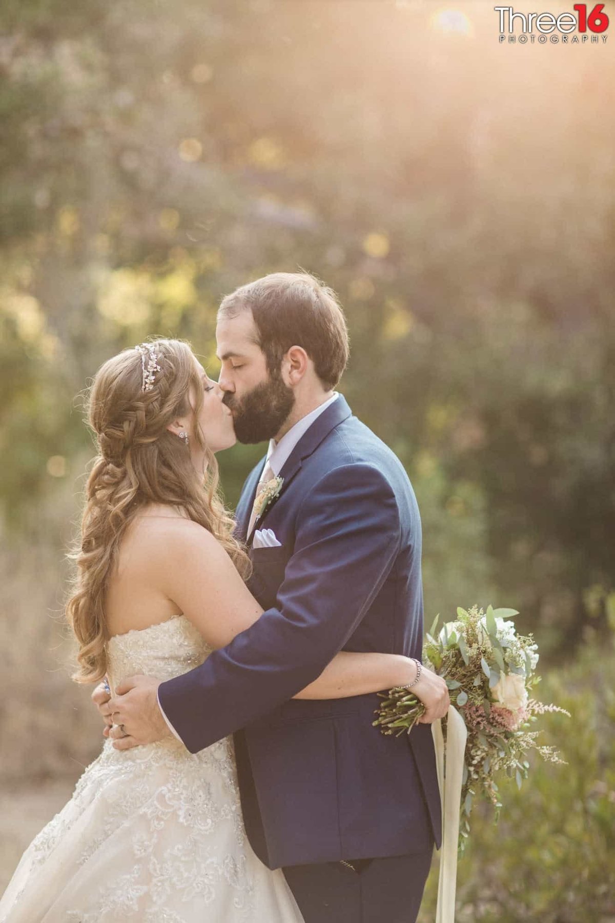 Bride and Groom share a kiss during their moment alone