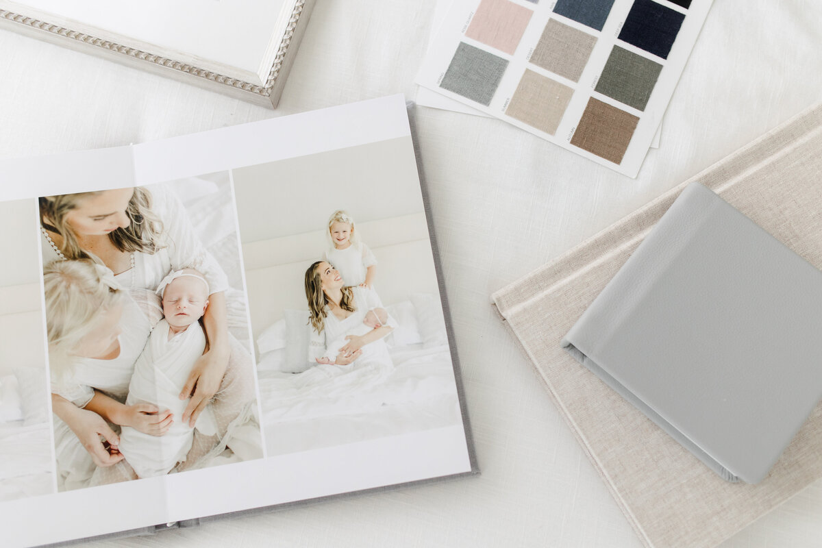 Linen-covered heirloom photo albums