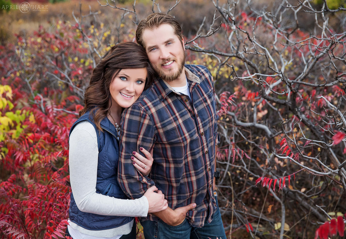 Fall Color Engagement Photography in Boulder Colorado at South Mesa Trail