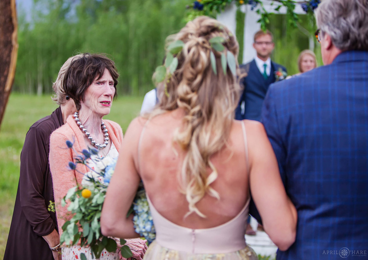 Emotional Wedding Ceremony Photography at B Lazy 2 Ranch in Grand County Colorado